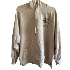 American Eagle ~ Beige Huggable Grateful Dead Hoodie ~ bear design on sleeve